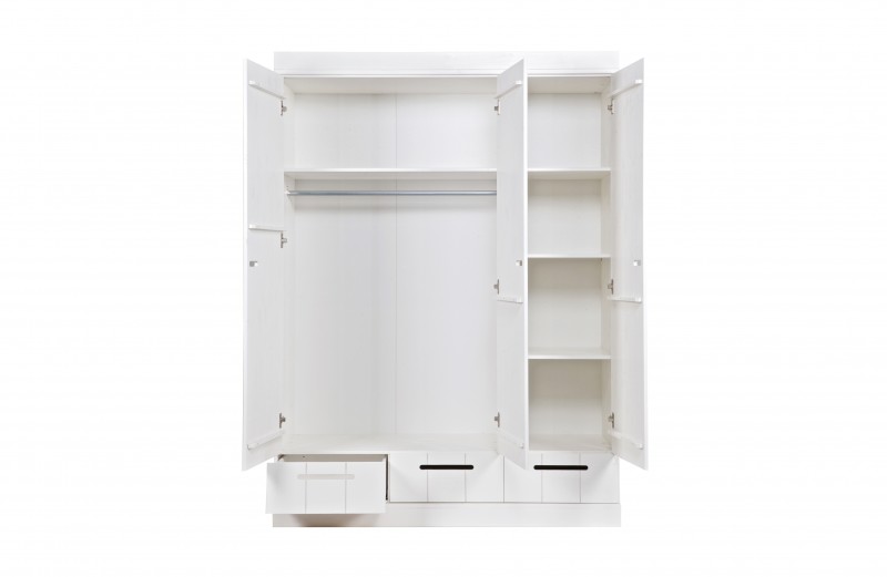 WARDROBE 3 STRIP DOORS BASIC WHITE - CABINETS, SHELVES